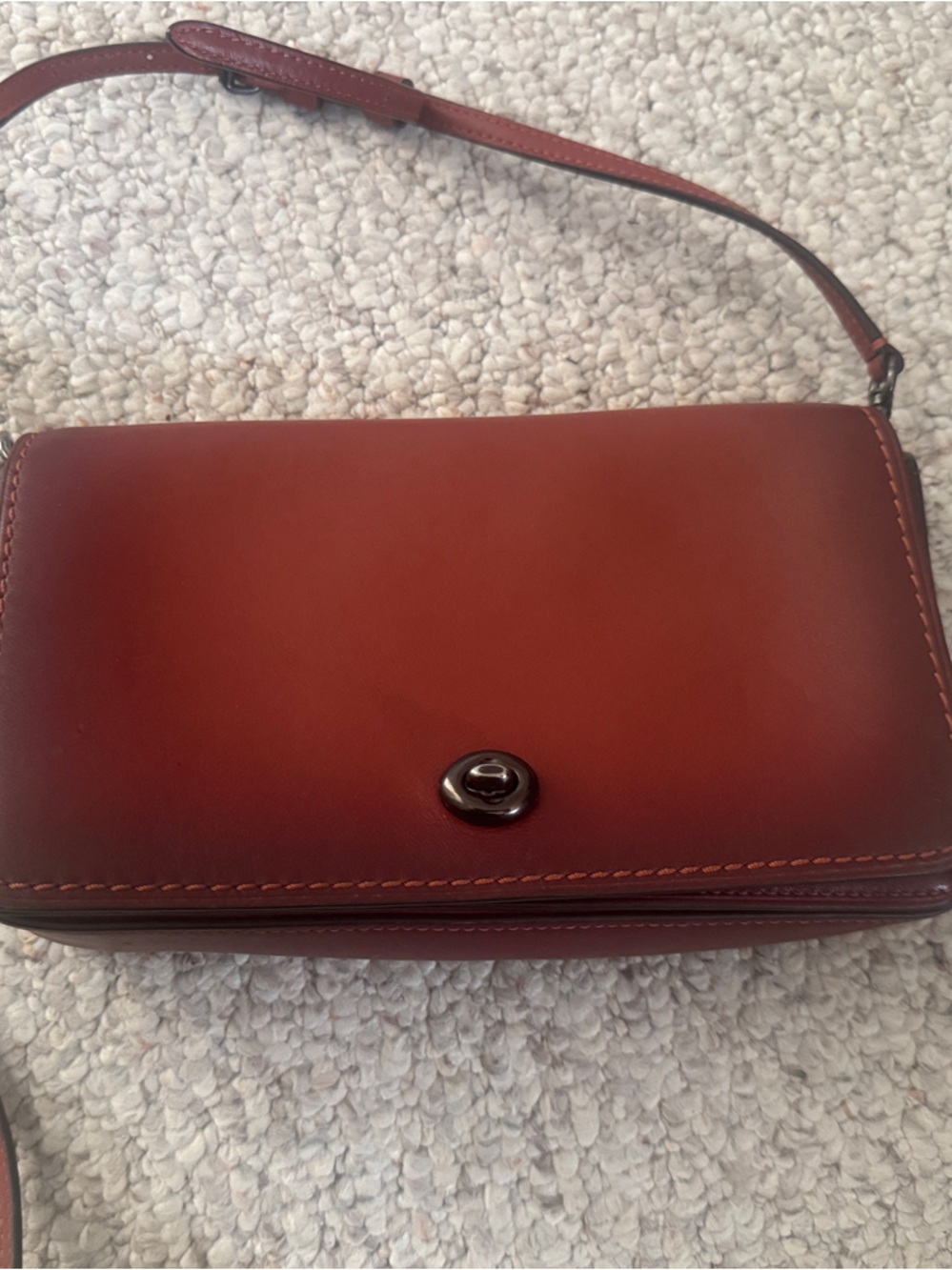 Coach Leather Dinky Bag in Chestnut Red